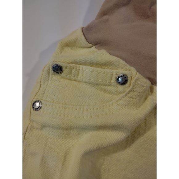 Indigo Blue yellow denim maternity shorts - Picture 3 of 8